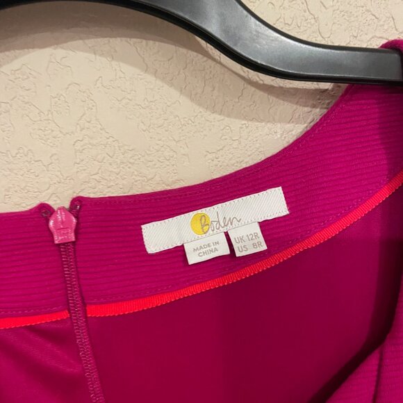 Boden Hadley Ottoman Midi Dress 8R Womens Pink Purple Rib Knit V-neck Formal - Picture 2 of 10